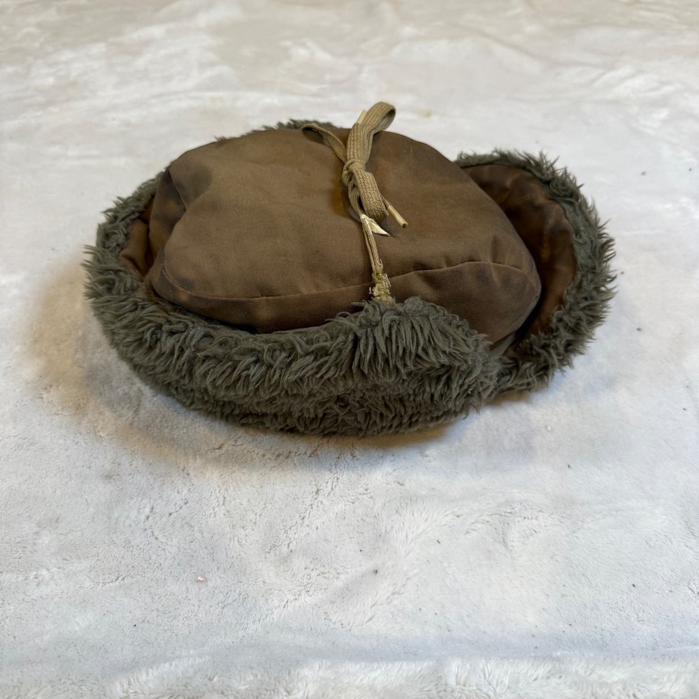 Vintage Browning Trapper Hat Faux Fur Ear Flap Aviator Cap Brown Made in USA